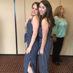 Blue & White Striped Jumpsuit